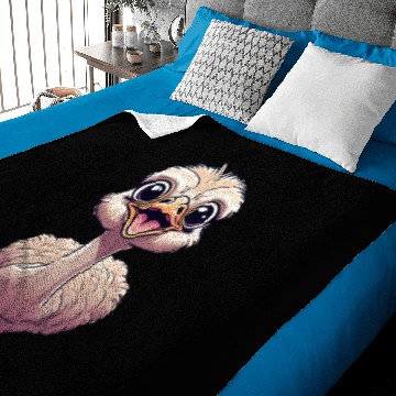 Discover Cute ostrich run with smiling face Baby Blankets