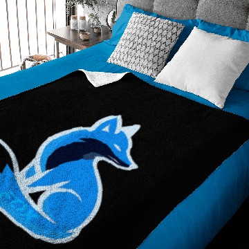 Discover Dynamic Blue Fox Emblem Design Baby Blankets