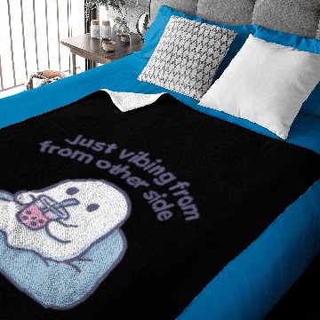 Discover Vibing Ghost with Bubble Tea Design Baby Blankets