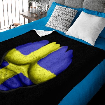 Discover Sweden Flag Ripped Muscles, six pack, chest t-shir Baby Blankets