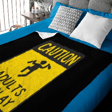 Discover Caution Adults at Play Baby Blankets
