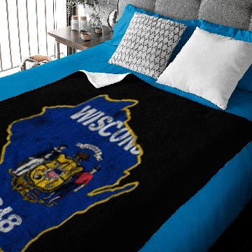 Discover Wisconsin State Flag Outline Baby Blankets