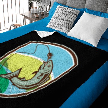 Discover Trout Biting Hook Lure Shield Retro Baby Blankets