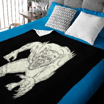 Discover Werewolf Monster Running Mono Line Baby Blankets