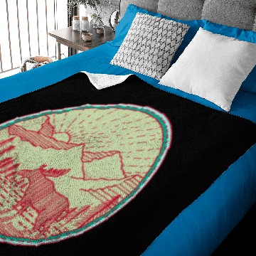Discover Moose River Mountains Sun Circle Retro Baby Blankets