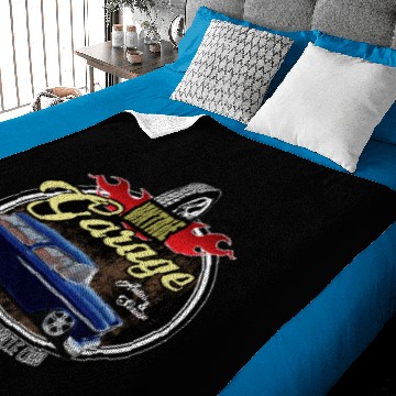 Discover Classic Car Garage with Blue Nomad Baby Blankets