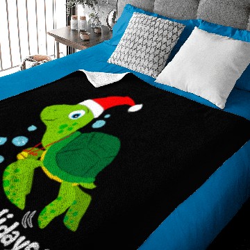 Discover Sea Turtle Santa Hat Happy Holidays Baby Blankets