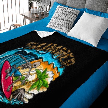 Discover Surfing Skeleton Summer Vibes Beach Waves Sunset S Baby Blankets