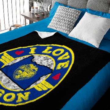 Discover I Love Oregon State Map and Flag Baby Blankets