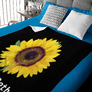 Discover Ray Of Sunshine Text Black Sunflower Personalized Baby Blankets