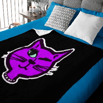 Discover Cute Winky Purple Cartoon Cat Baby Blankets