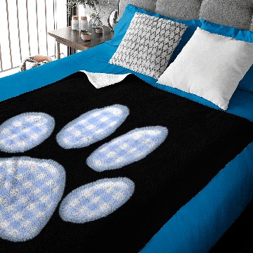 Discover gingham cat paw - blue Baby Blankets