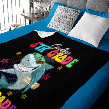 Discover Funny Shark Goodbye 5Th Grade Graduation Hello 6Th Baby Blankets