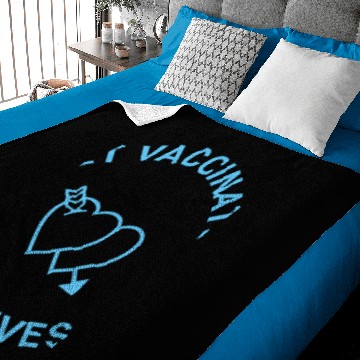 Discover Get Vaccinated save lives light blue white hearts Baby Blankets