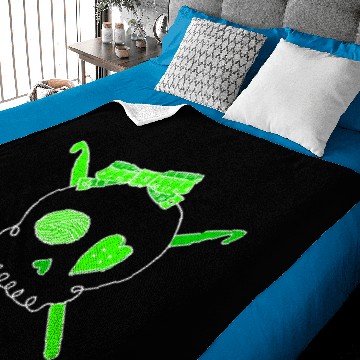 Discover Skull & Crochet Hooks (Lime Green - Dark Version) Baby Blankets