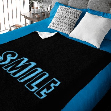 Discover "Smile" light blue letters grey Baby Blankets