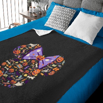 Discover Disney Minnie Mouse Icon Candy and Pumpkins Halloween Baby Blankets