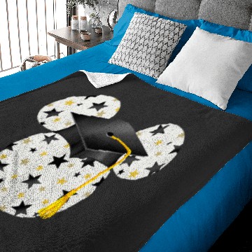 Discover Disney Mickey Head Graduation Hat Star Fill Baby Blankets