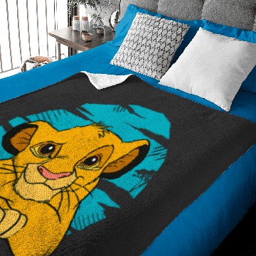 Discover Disney The Lion King Young Simba Resting Blue 90s Baby Blankets