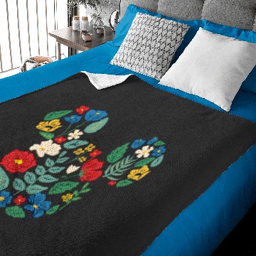 Discover Disney Mickey Mouse Head Shape Icon Flowers Garden Spring Baby Blankets