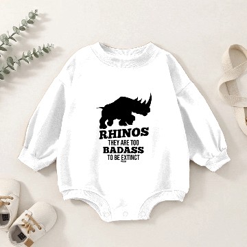 Discover extinct rhinoceros threatened Ivory Baby Romper Sweatshirts