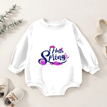 Discover Hello Spring Colourfull Text Baby Romper Sweatshirts