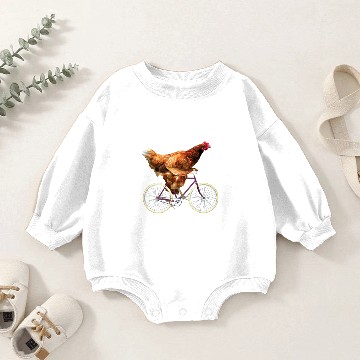 Discover Quirky Chicken Riding Bicycle Baby Romper Sweatshirts