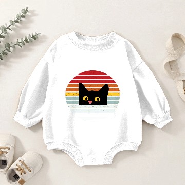 Discover Retro Black Cat Sunset Baby Romper Sweatshirts