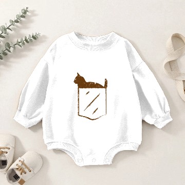 Discover cat pocket Baby Romper Sweatshirts