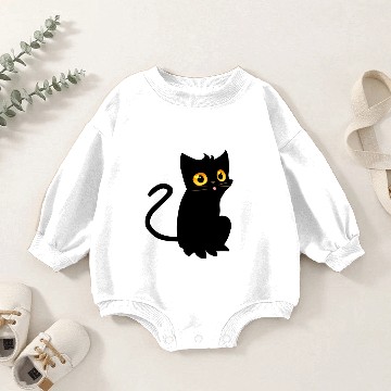 Discover Cute, black cat Baby Romper Sweatshirts