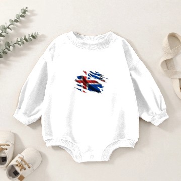 Discover Iceland Ripped Flag Baby Romper Sweatshirts