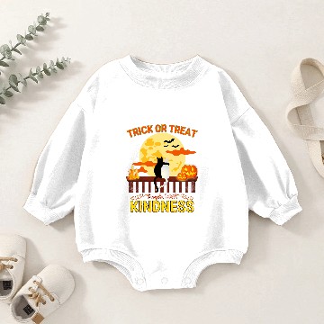 Discover Cat Paws Retro Trick or Treat People With Kindness Cat Moon Halloween Baby Romper Sweatshirts