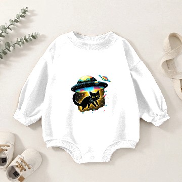 Discover black cats Paws Baby Romper Sweatshirts Galaxy Cat Spaceship Alien Cat Baby Romper Sweatshirts