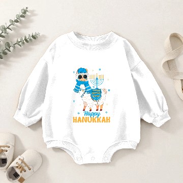 Discover Lama Llama Funny Jewish Alpaca Llama Menorah Happy Hanukkah Chanukah Baby Romper Sweatshirts