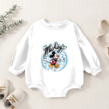 Discover Disney Mickey Mouse Airbrush Baseball Tees Baby Romper Sweatshirts