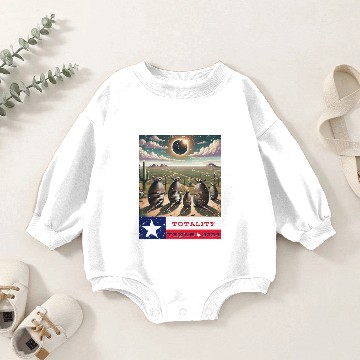 Discover Texas Armadillo Totality Eclipse 2024 Baby Romper Sweatshirts