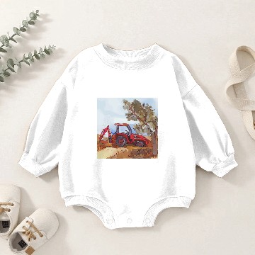 Discover Kubota Tractor with Backhoe attached - Kubota Tractor - Baby Romper Sweatshirts