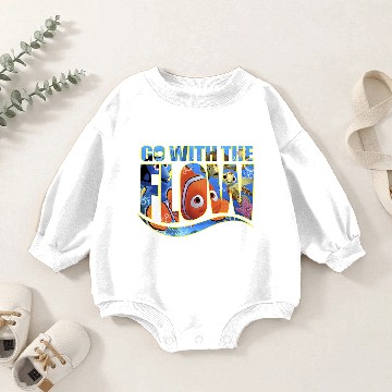 Discover Disneyss Pixars Finding Nemo Go With The Flow Logo Filled Baseball Tees Baby Romper Sweatshirts