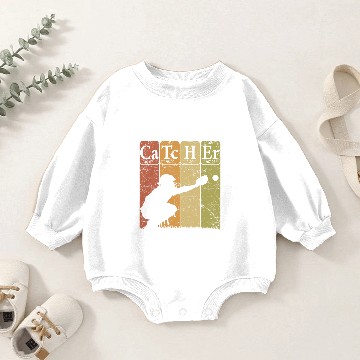 Discover Baseball Gift Periodic Table Elements Nerd Baseball Catcher Retro Baby Romper Sweatshirts