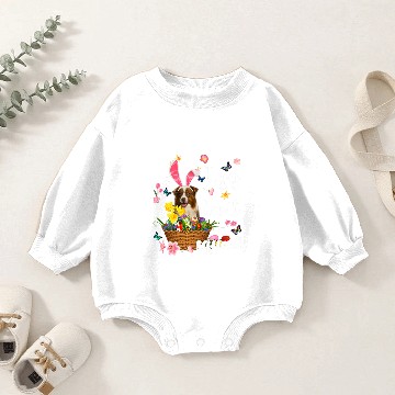 Discover Dog Border Collie Happy Easter Day Easter Colorful Egg Hunt Baby Romper Sweatshirts