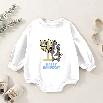 Discover black cats Paws Happy Hanukcat black cats Meowzel Tov Menorah Funny Hanukkah Baby Romper Sweatshirts