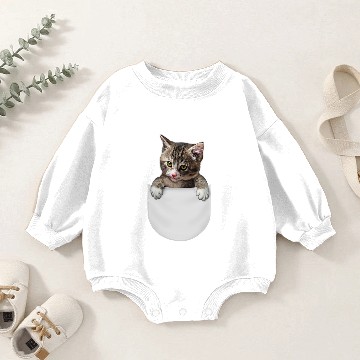 Discover Cat Paws Cute Tabby Kitten Pop Out from Pocket Cat Baby Romper Sweatshirts