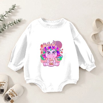 Discover Unicorns Funny Kawaii Unicorns Strawberry Milk Shake Japanese Anime Baby Romper Sweatshirts