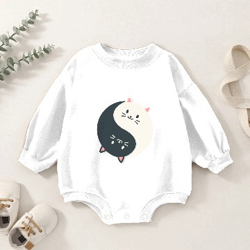 Discover Cat Paws and Adorable Chinese Yin and Yang Cats Funny Cat Baby Romper Sweatshirts