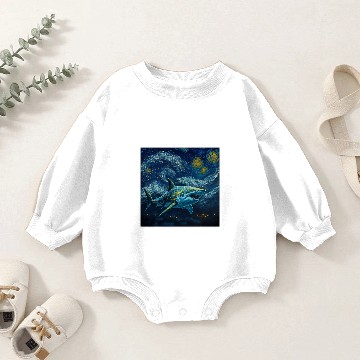 Discover Ocean Shark Surrealism Starry Night Tiger Shark Baby Romper Sweatshirts