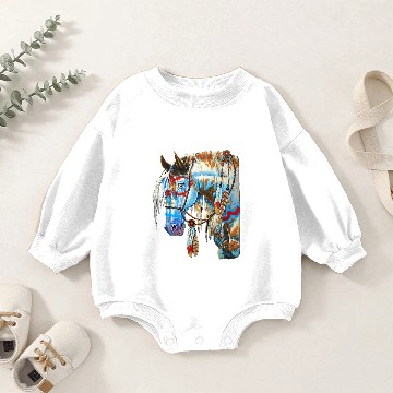 Discover Funny Horse Native american horse Baby Romper Sweatshirts