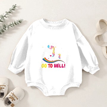 Discover Unicorns Go to hell go into the hell Unicorns and rainbow Baby Romper Sweatshirts