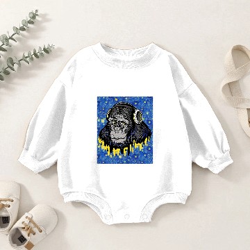 Discover Monkey Lover Starry Night Music Headphones Monkey Baby Romper Sweatshirts