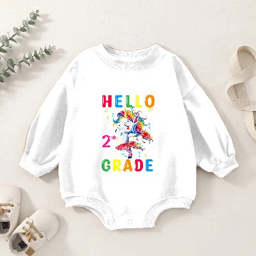 Discover Unicorns Hello Second Grade Back To School Cute Baby Romper Sweatshirts
