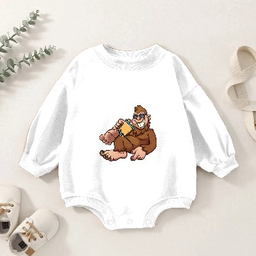 Discover Monkey Lover Funny Monkey Drinking Boba Tea Matching Bubble Milk Tea Baby Romper Sweatshirts